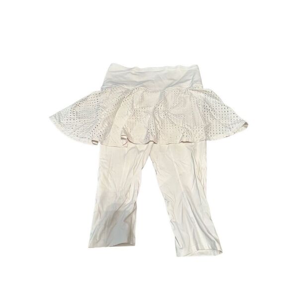 ATHLETA Leggings Skirt A-Game 2 in 1 Crop Stash Pocket white Skort sz XS upf 50+ - Picture 1 of 6